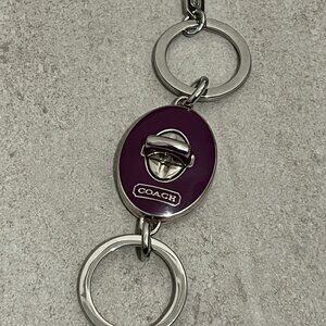 COACH Purple Double Key Valet Turn Lock Keychain